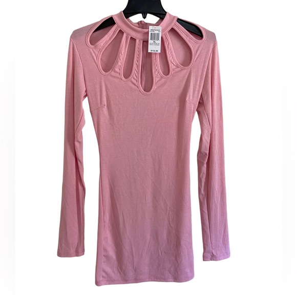 Grayscale Neckline-Cutout Bodycon Dress Pink Various Sizes New With Tags - Picture 1 of 7